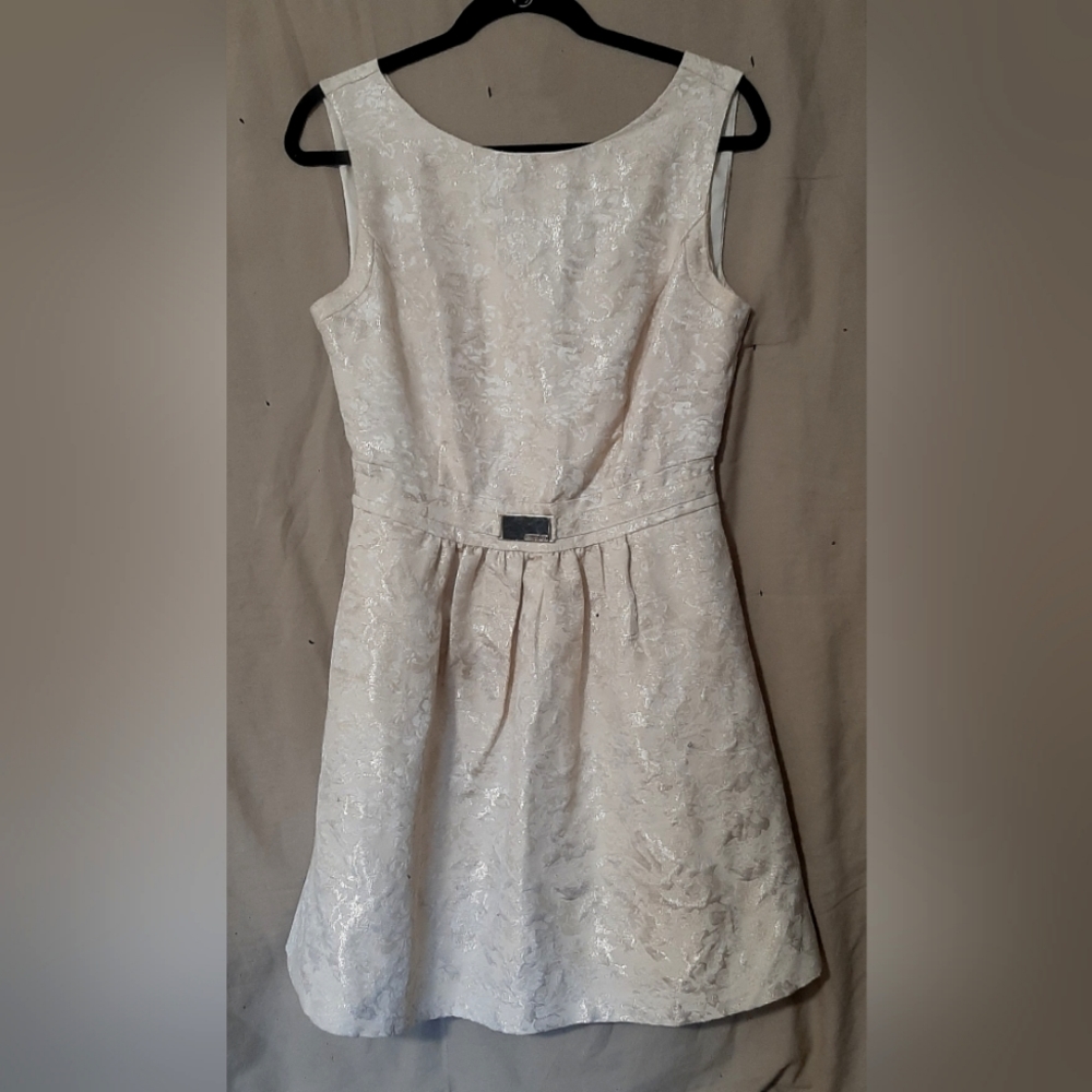 Cream and gold tank mini dress